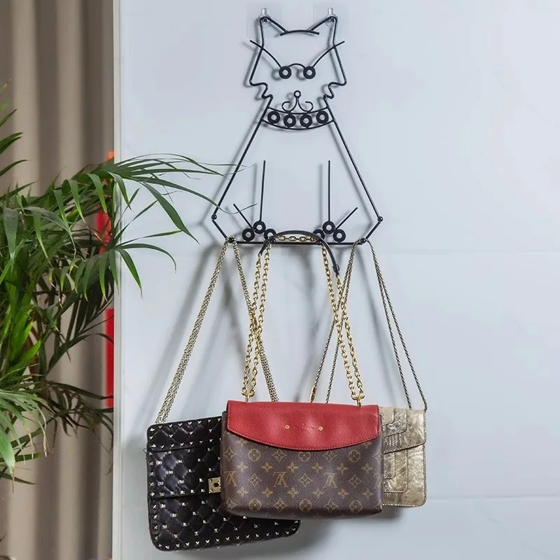 Nordic Simple Wrought Iron Coat Rack Floor-to-ceiling Bedroom Hanging Bag Rack Entry Living Room Storage Rack Cartoon Hanger
