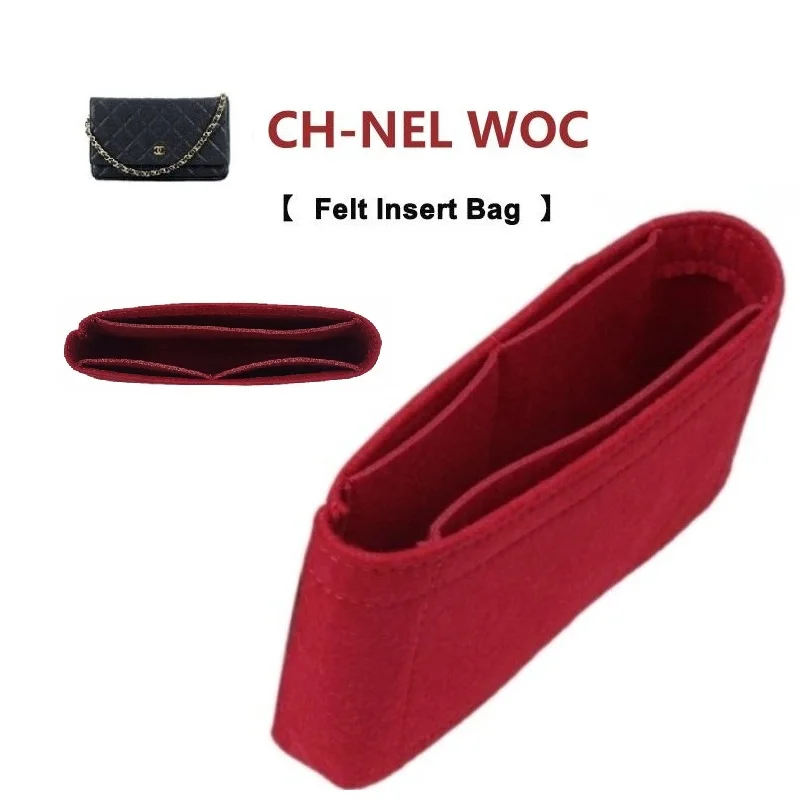 Fits For Cha-el Wallet On Chain CC WOC Felt Insert Bag Organizer Inner Storage Formed Stable Pocket Cosmetic Toiletry Bags