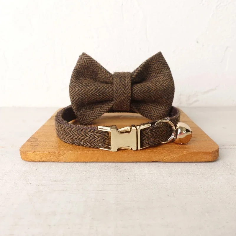 Personalized Name Cute Dog & Cat Collar with Premium Bow Tie Free Engraving ID Name Tag, Thick Suit Fiber Pet Collar & Accessory