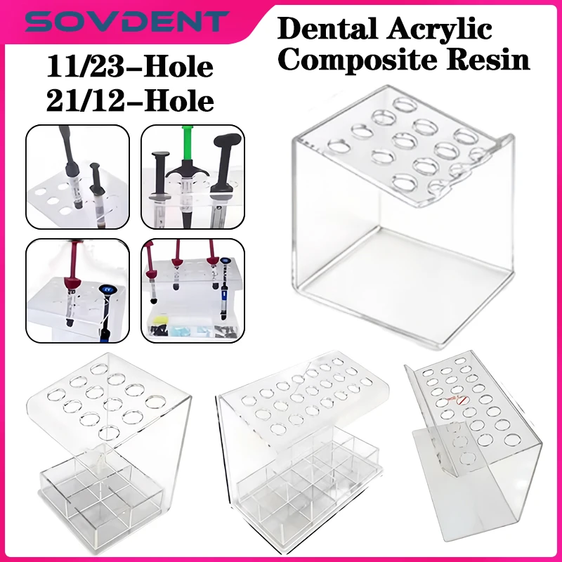 Dental Composite Resin Holder Syringe Acrylic Organizer Case Frame Transparent Dentistry Clinic Supplie Storage Box Dentist Tool