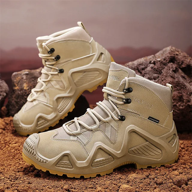 Męskie buty taktyczne Buty wojskowe Męskie wojskowe pustynne wodoodporne obuwie robocze BHP Wspinaczka Buty turystyczne Kostki Męskie buty outdoorowe