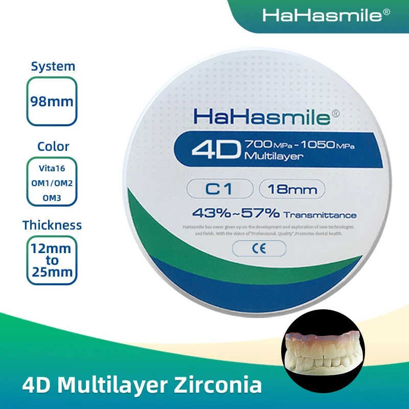 

HaHasmile 4D 6 Layers Multilayer 98-C1 Color Ultrathin Upper Anterior Teeth Dentist Restorative Tooth Dental Materials