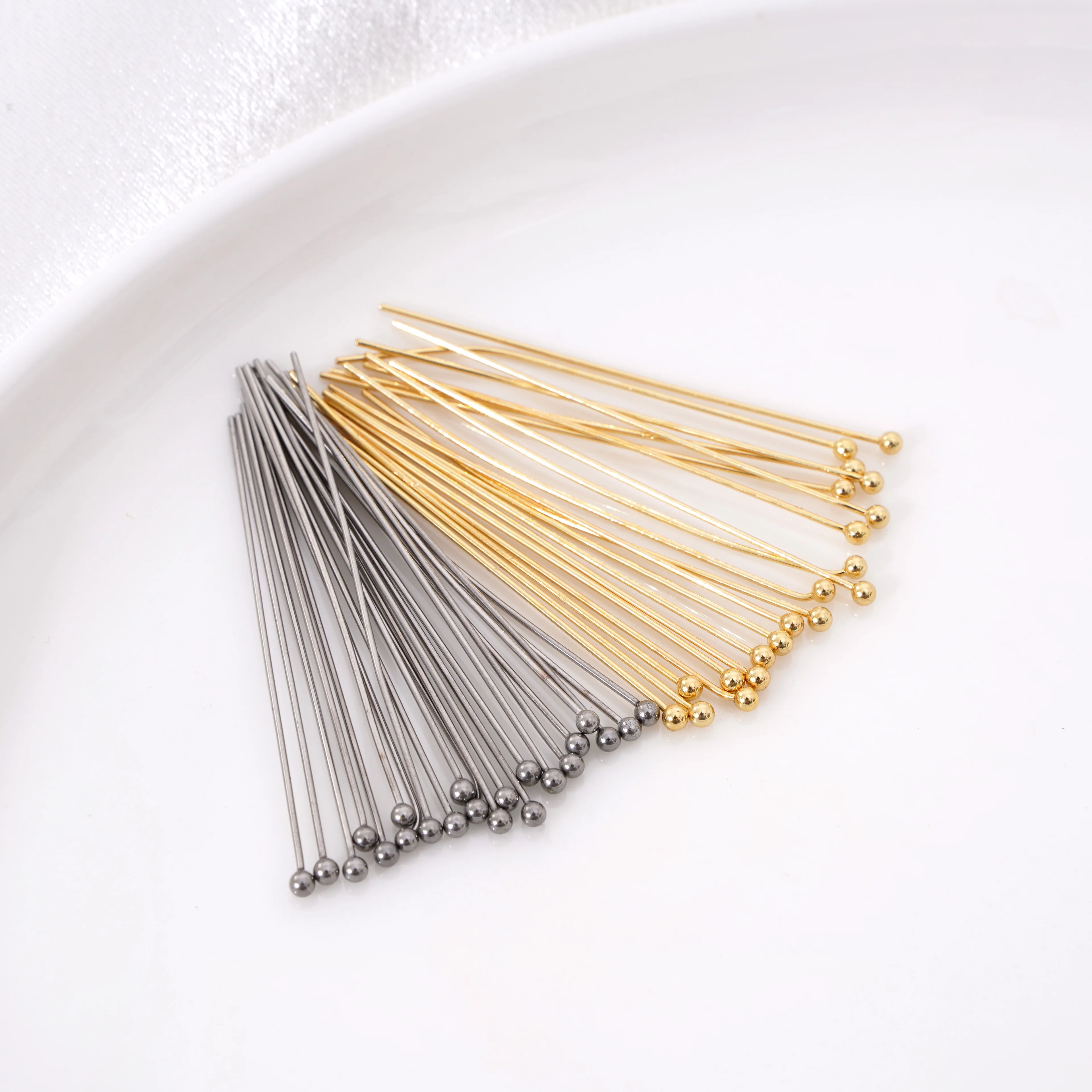 50-100pcs Stainless Steel Rhodium/Gold Color Ball Head Pins For Jewelry Making Earrings Headpins Accessories Handmade Supplies