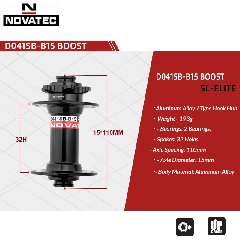 NOVATEC Mountain Bike Hub 32H Thru Axle Front Rear Hub Set BOOST 15x110 12x148mm 8‑12 Speed Sealed Bearing Bicycle Hub