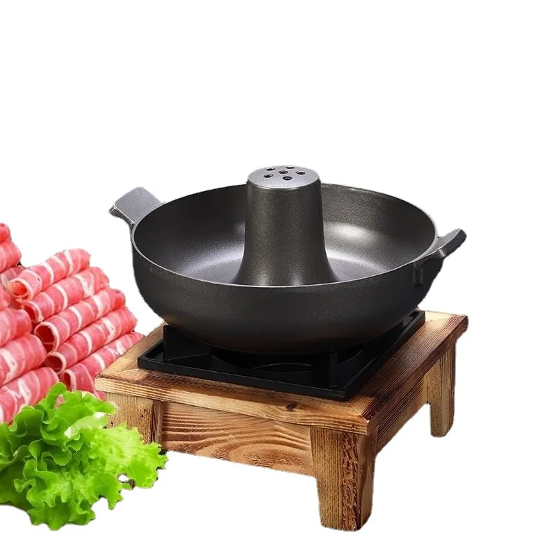 Creative Small Hot Pot with Wooden Frame Alcohol Stove for Elephant Nose Pot Set Chafing Dish for Restaurant Household