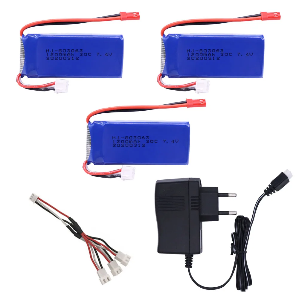 7.4v 1200mAh Lipo Battery with charger For Yizhan Tarantula X6 H16 RC Drone Quadcopter 2S 7.4V battery for WLtoys V666 V262 V323