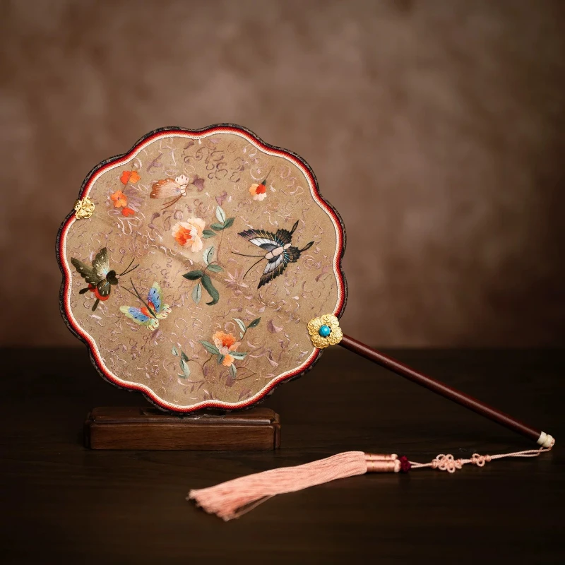 Embroidery group fan, national style, Song brocade double-sided embroidery craft fan, Chinese Hanfu fan, special gifts