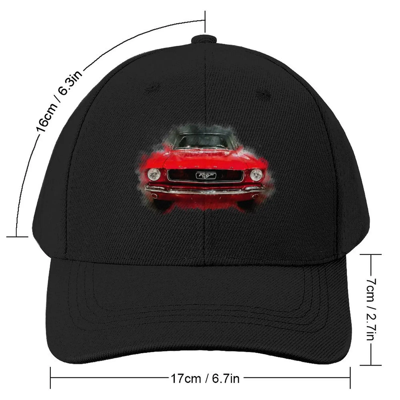 Red 1966 Ford Mustang Convertible Watercolor Sketch Baseball Cap Christmas Hat Luxury Cap Men Women's