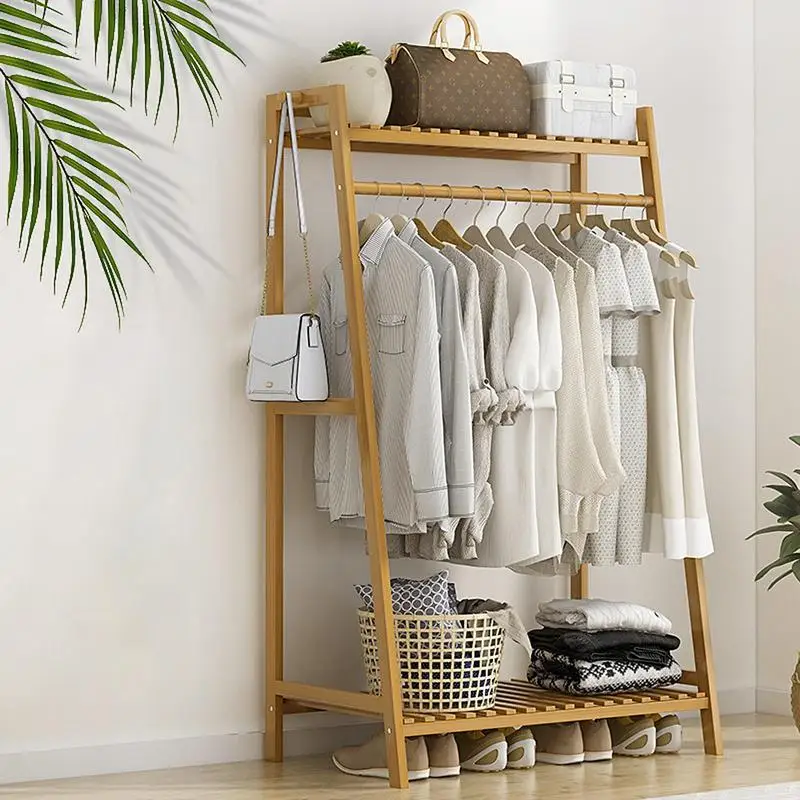 Floor Clothes Hanger Household Standing Clothing Rack Layered Multi-Function Laundry Organizing Rack for Living Room Bedroom