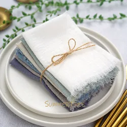 20pcs 32x32cm Cloth Napkins Cotton Gauze Napkin Handkerchief Bohemian Bridal Vintage Wedding Western Party Table Decoration