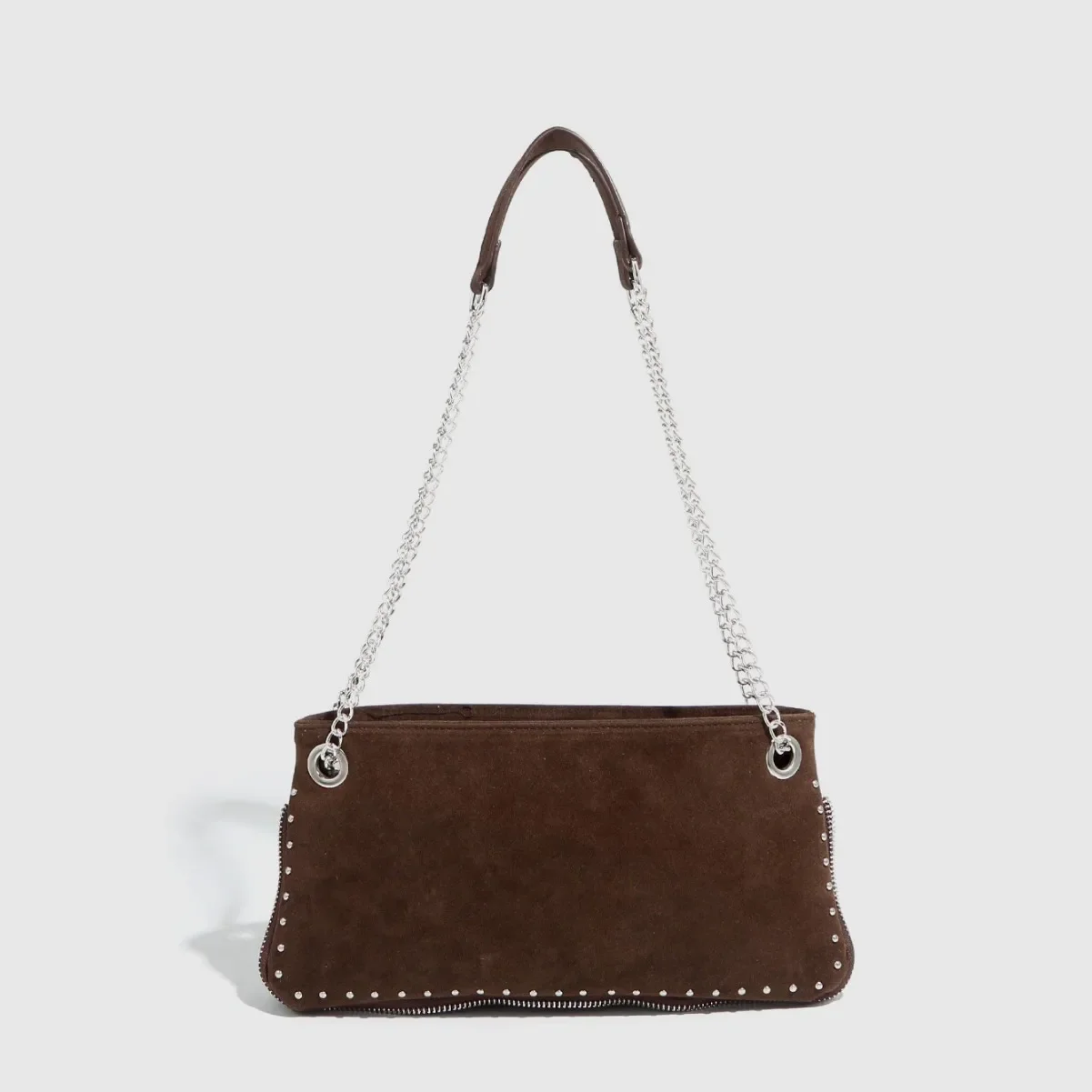 

Модная сумка через плечо с цепочками из бисера, сумки-тоут из искусственной замши для женщин, матовые сумки и кошельки, маленькая женская дорожная сумка-шоппер