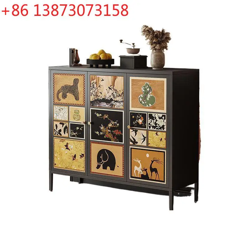 

Retro style steel wrought iron chest new multi-layer storage multi-functional locker French living room dining side cabinet