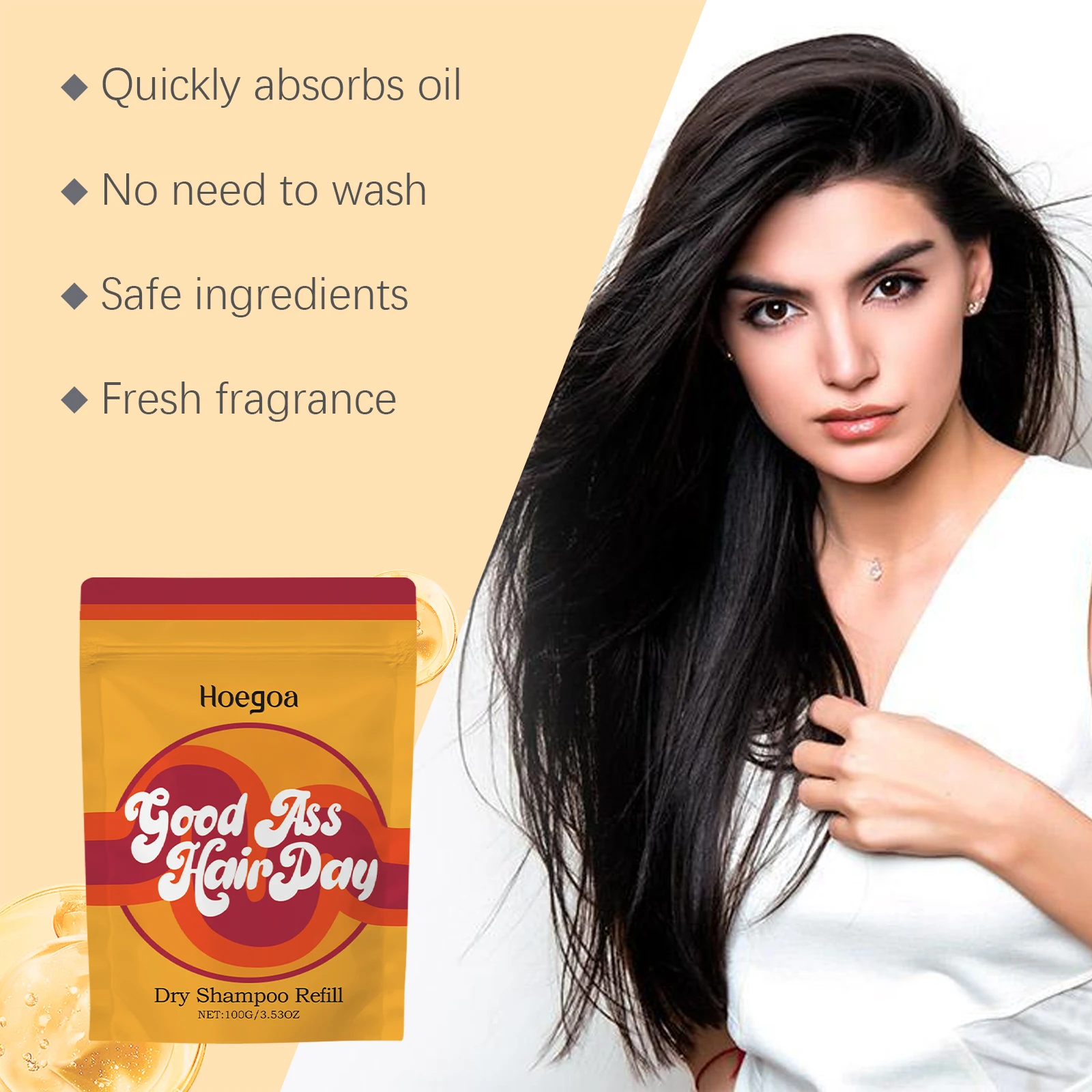 Biologische droogshampoo Poeder Navulling voor haar Luie shampoo Oliecontrole Direct verhoging van het haarvolume Voedend droogshampoopoeder
