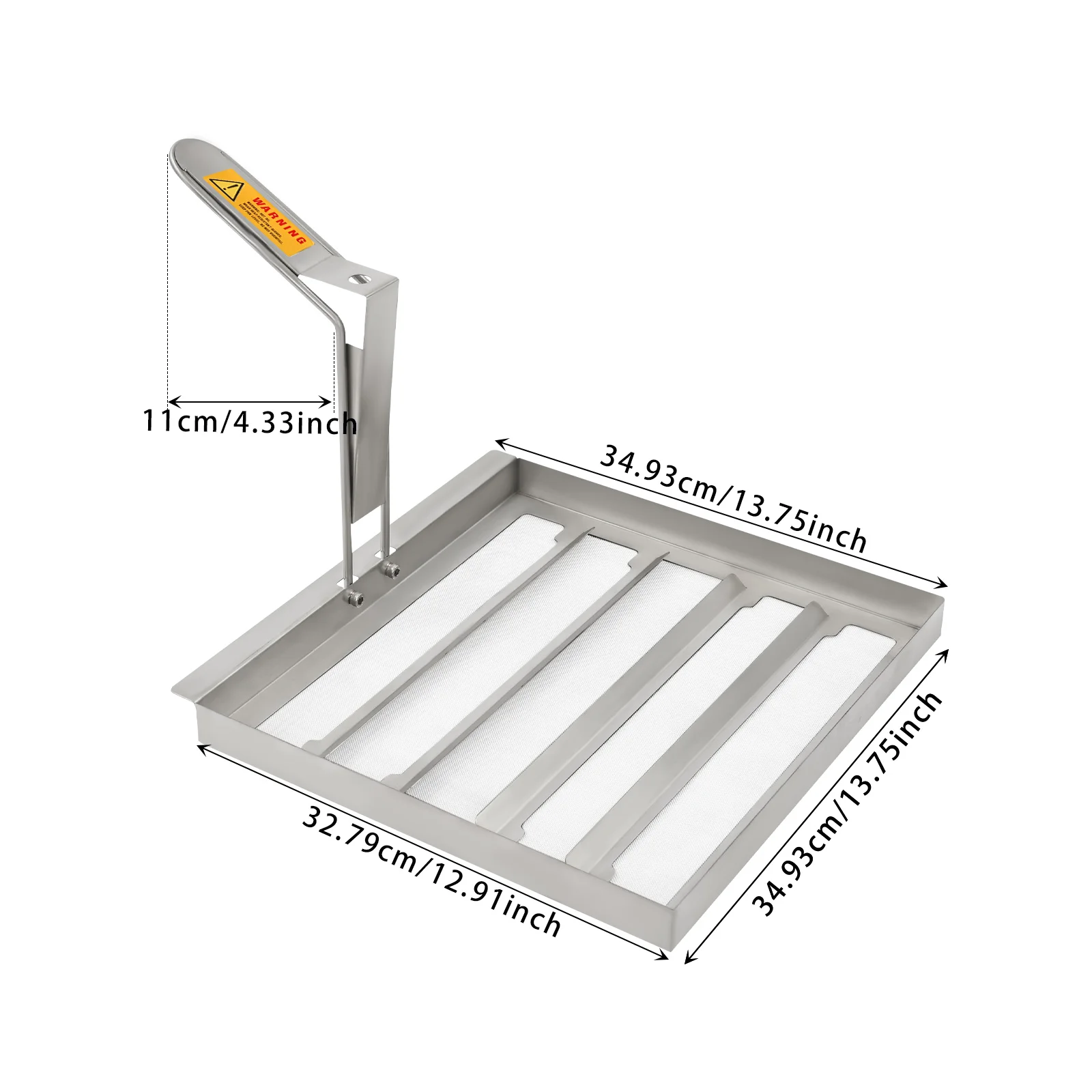 Commercial Deep Fryer Filter, 304 Stainless Steel Fryer Oil Strainer, Long Handle Rustproof Filter for Fryer Basket