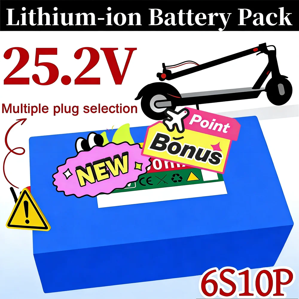 🚧2026 25.2V 34000mAh 18650 Lithium-ion Rechargeable With BMS For Scooters 6S10P Battery Pack🧸
