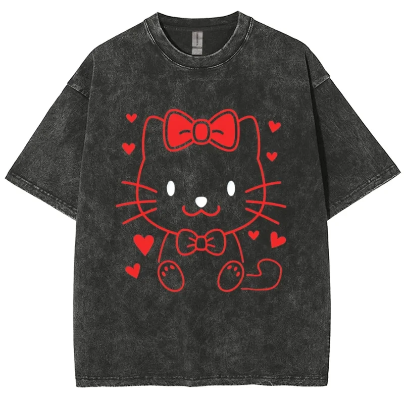 Novel Cute And Cuddly Cat T Shirt Men Women Y2K Cotton Tshirt Unisex Four Seasons T-shirt Clothing Top Tee