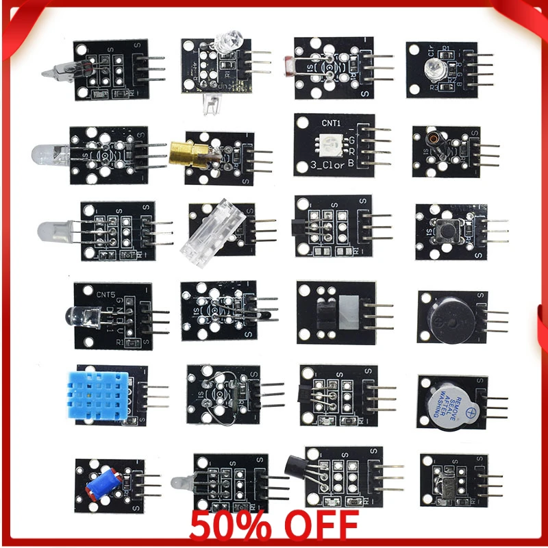 Robot Programming Sensor Kit 45 Types (37+8) Modules Fit for Arduino/Raspberry Pi Electronic Learning Kit