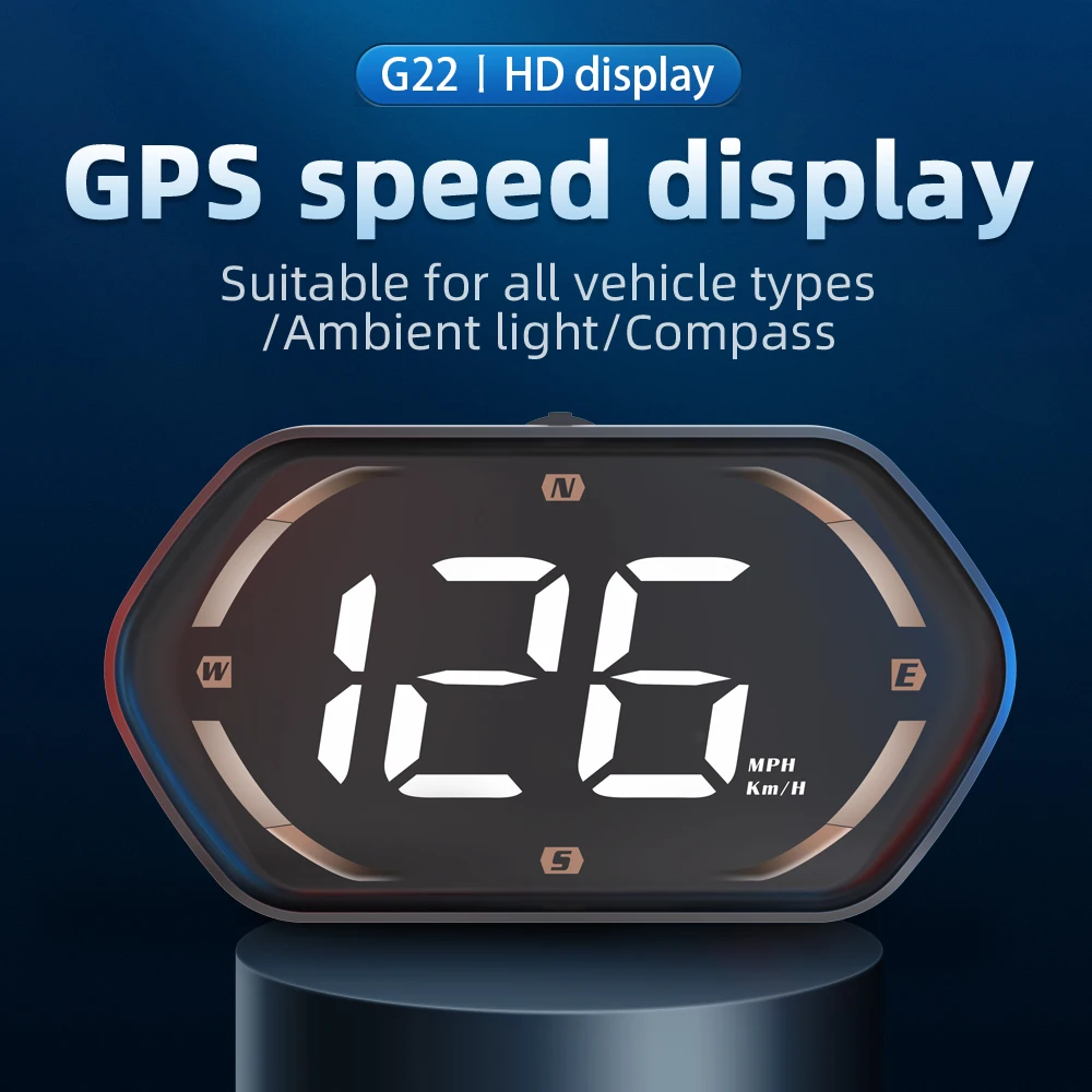 G22 Automatic Light Sensing Head up Display GPS Speedometer 3.5inch LED Screen Overspeed Alarm Compass WiiYii Plug and Play HUD