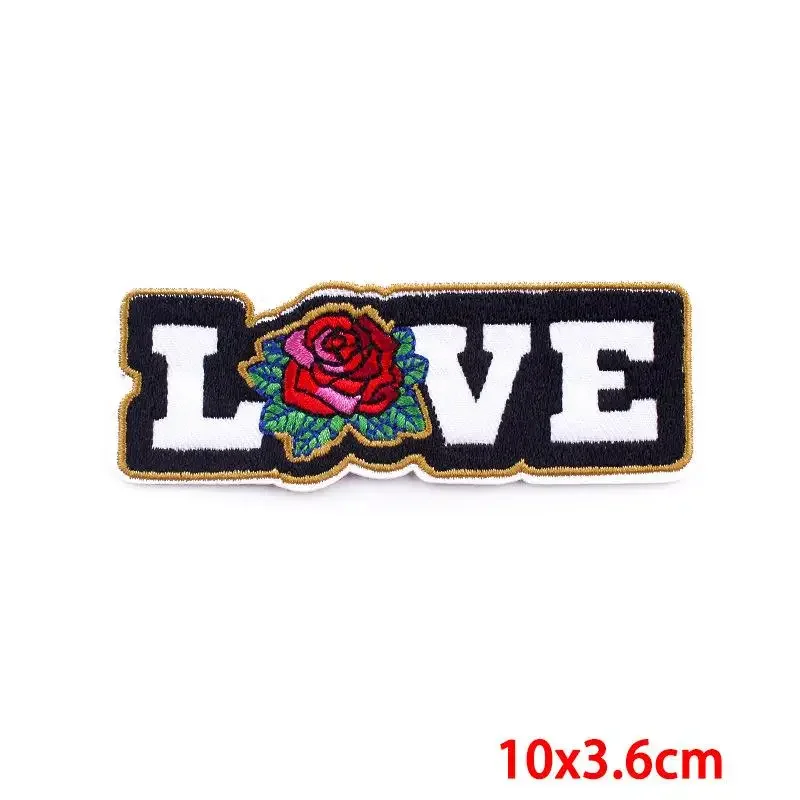 Embroidered Patch Iron On Patches for Clothing Pocket Love Clothes Stickers Fabric Sewing Thermal Adhesive Applique Fusible