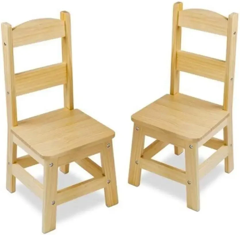 Wooden Chairs, Set of 2 - Blonde Furniture for Playroom - Kids Wooden Chairs, Children's Wooden Playroom Furnitur