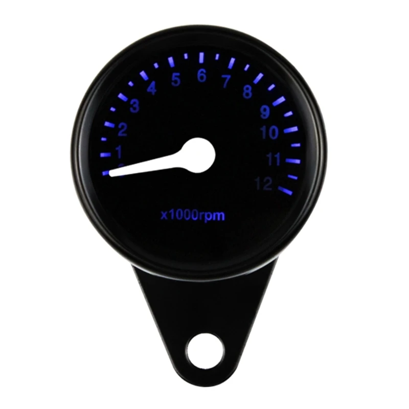 DC12V Universal Motorcycle Tachometer Electronic Tach Meter Speedometer Gauge LED Backlight 12000 RPM H8WE