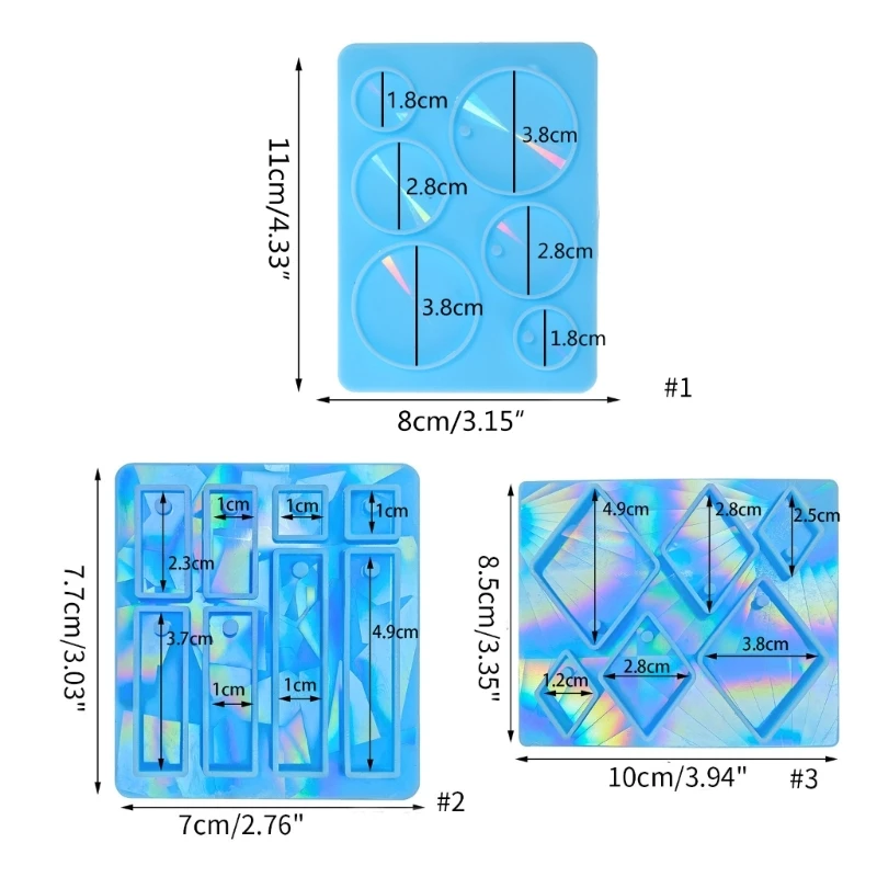 Moldes holográficos silicona, moldes rectangulares ovalados luz y sombra, moldes resina dibujos animados, molde