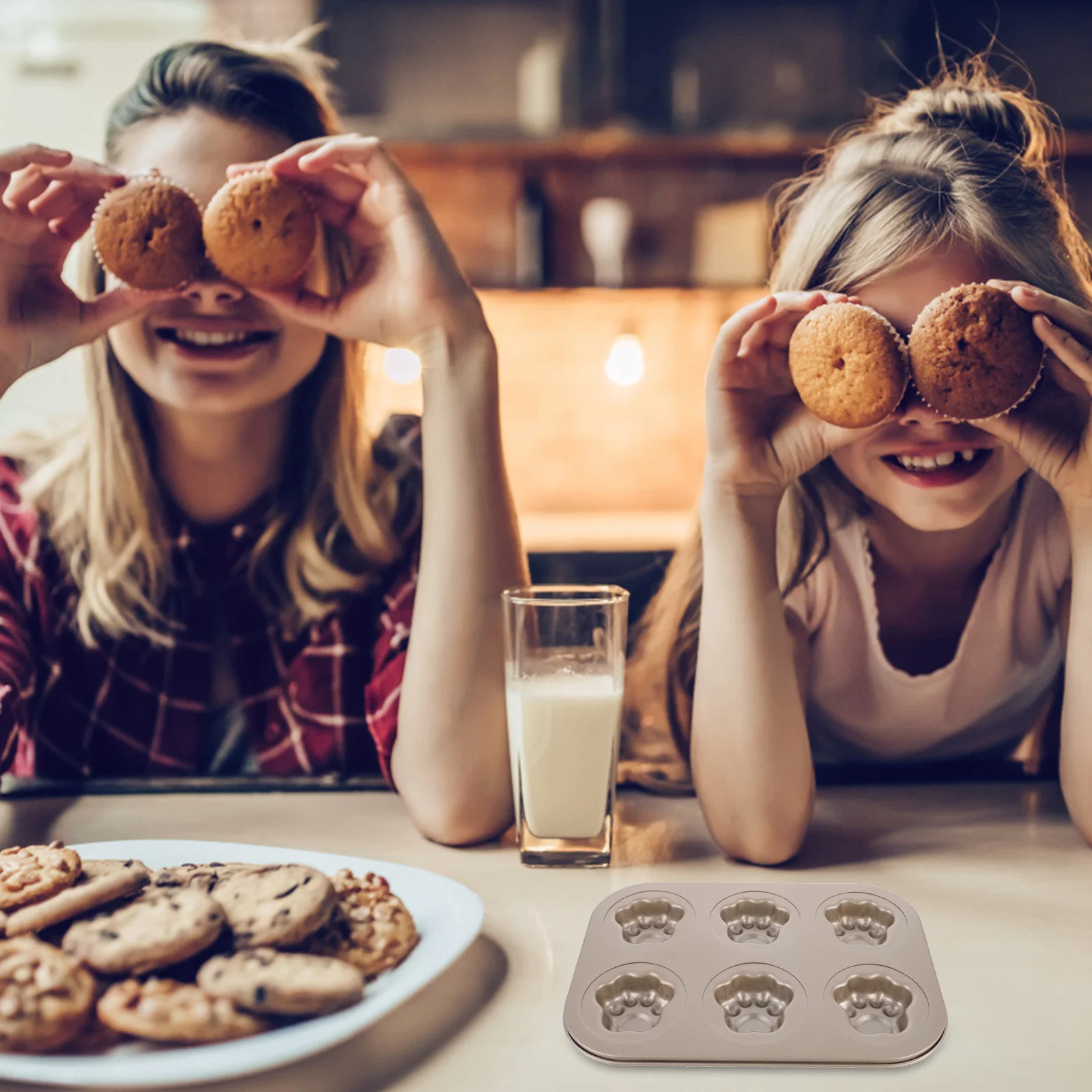 

6 Cavity Cat Paw Shape Baking Molds Carbon Steel Cake Chocolate Mold For Kids Party Dessert Making Tool Cupcake Pan