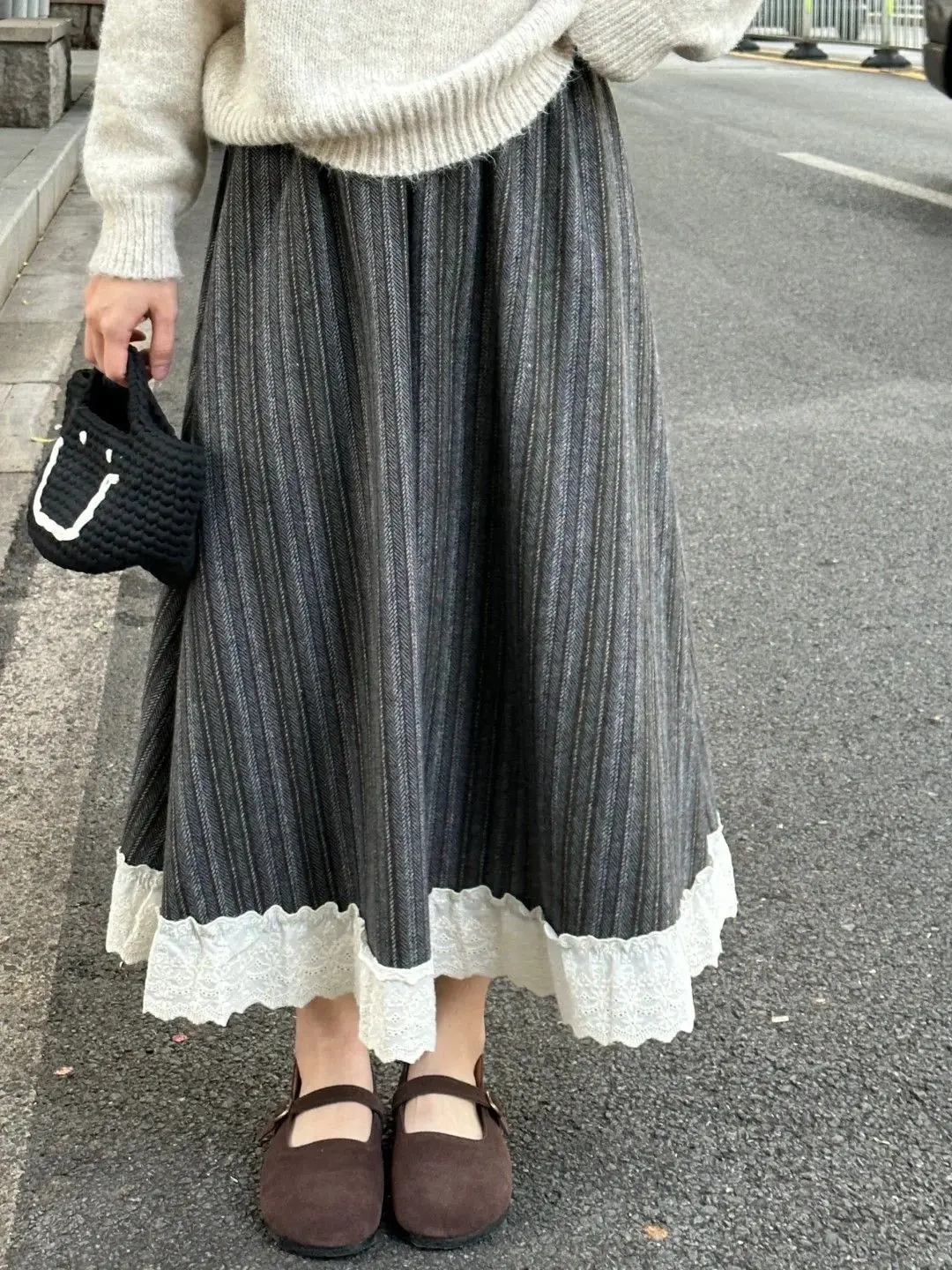 Patchwork Faldas Mujer Moda Women Clothing Юбка Harajuku Юбки Vintage Faldas Largas Korean Style Striped Skirts for Women