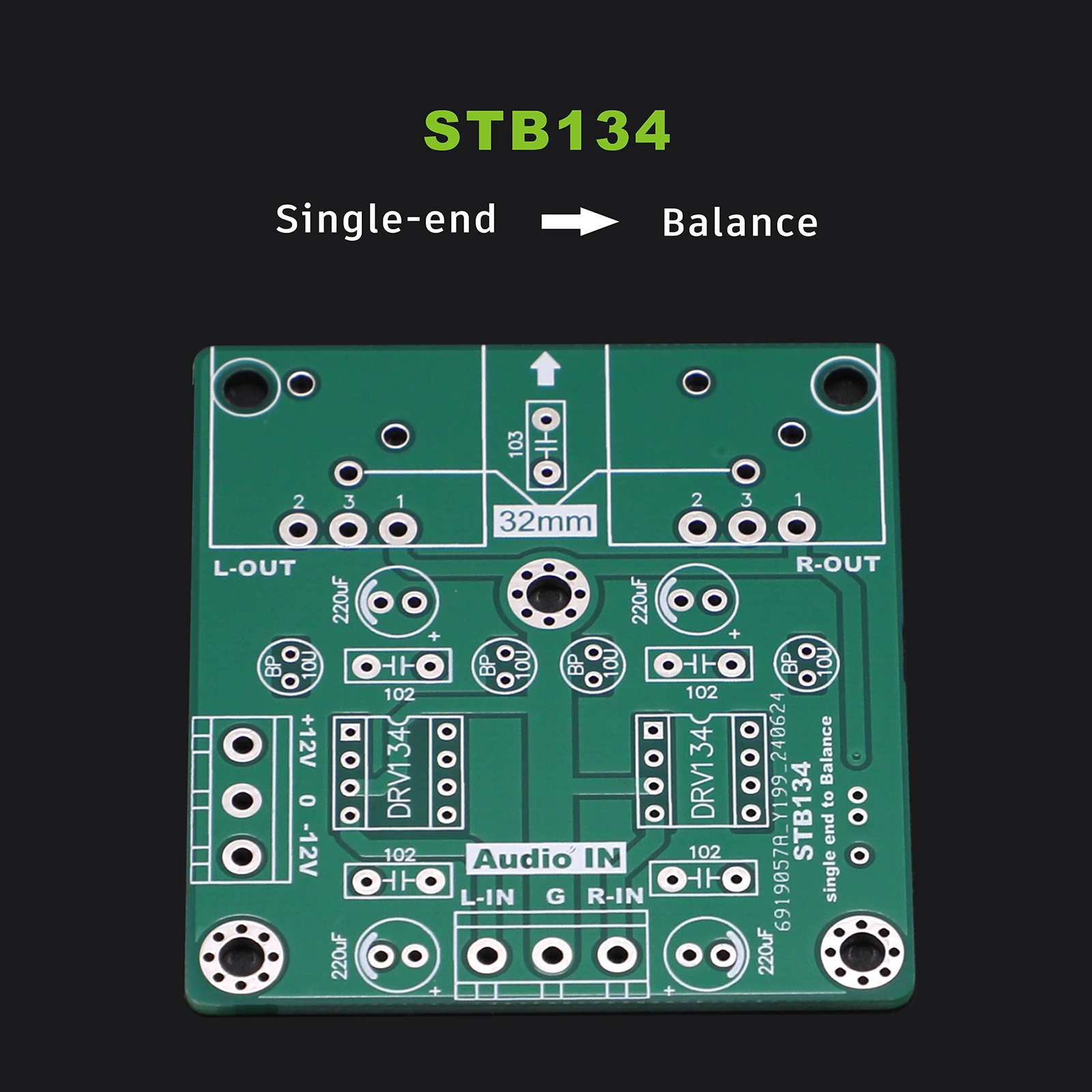 5 PCS STB134 SIN to XLR Dual channel Single-ended to Balanced Audio signal switching Bare PCB