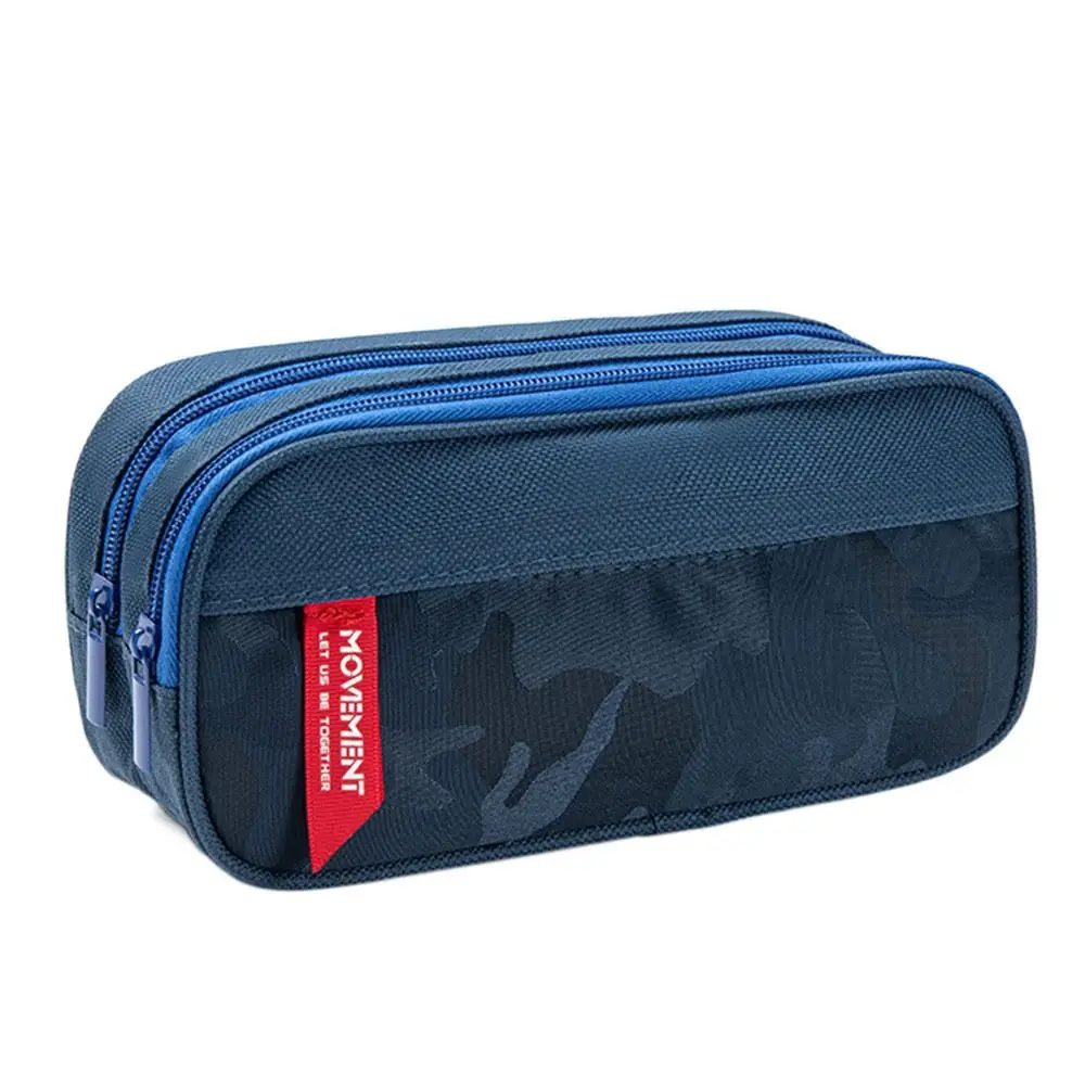 Creative Canvas Pen Bag Large Capacity Double Layer Pencil Case Multi-function Pen Box School