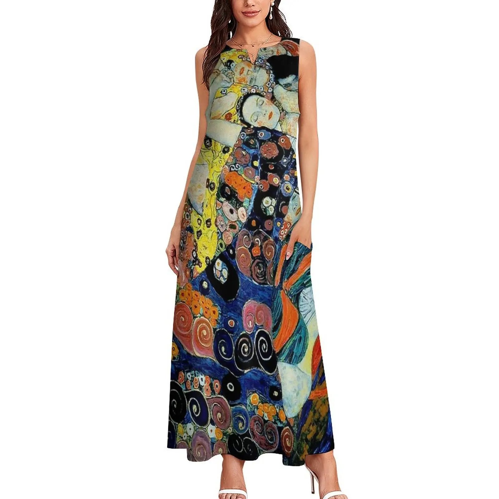 MAIDENS : Vintage Gustav Klimt Oil Painting Print Long Dress dresses for special events elegant dress