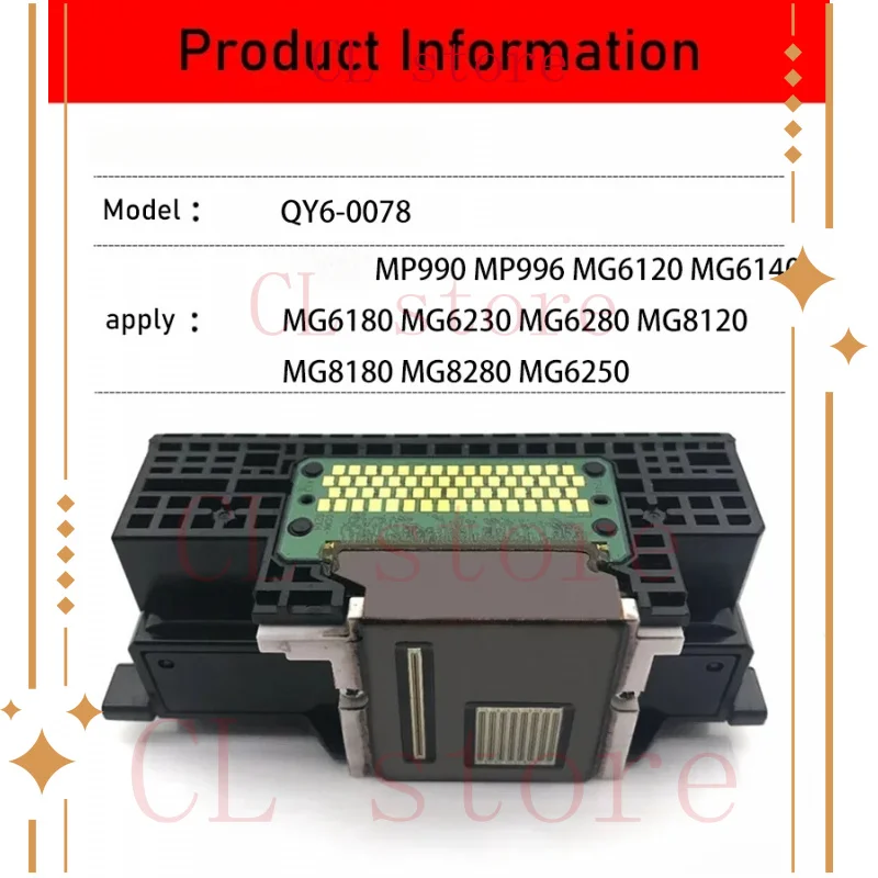 Original new QY6-0078 Printhead fits for Canon MP990 MP996 MG6120 MG6140 MG6180 MG6230 MG6280 MG8120 MG8180 MG8280 MG6250