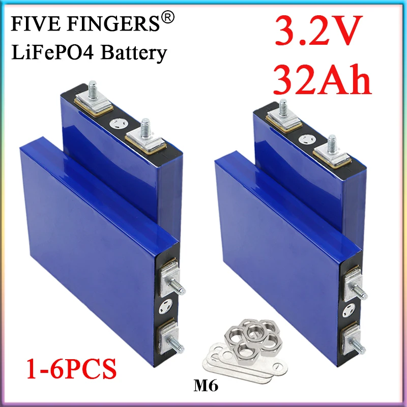 1-6PCS New 3.2V 32Ah LiFePO4 Battery Pack 3C High Power 32000mAh DIY 12.8V 4S 24V 36V 48V Motorcycle Car Motor etc Cells Grade A