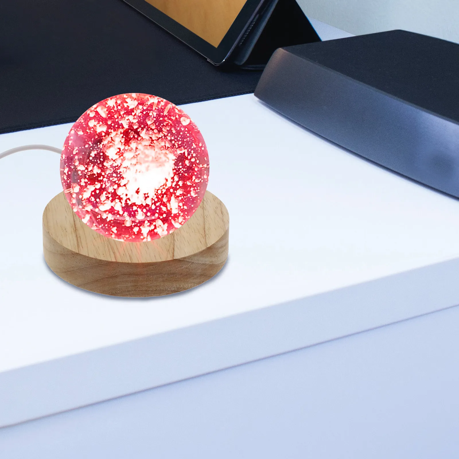 

Набор из 1 шт. светодиодной подставки для хрустального шара, круглая, под дерево, для дома, спальни, кафе, декоративная подставка для освещения, аксессуары для ночника