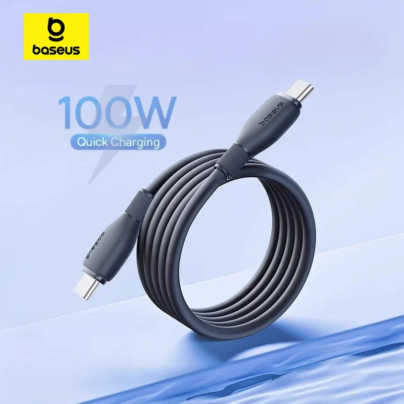 Baseus 100W USB C Cable For iPhone 16 17 15 Fast Charging Or Samsung Xiaomi Huawei Macbook Data Wire Charging Cable Soft TPE