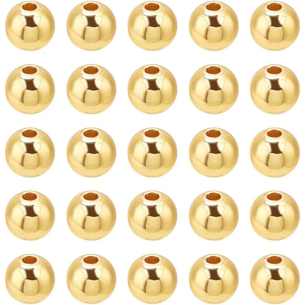 

Beads 8mm Round Ball Beads 60pcs Metal Spacer Bead Stackable Bracelet Bead for Jewelry Making DIY Craft Bracelets Necklaces