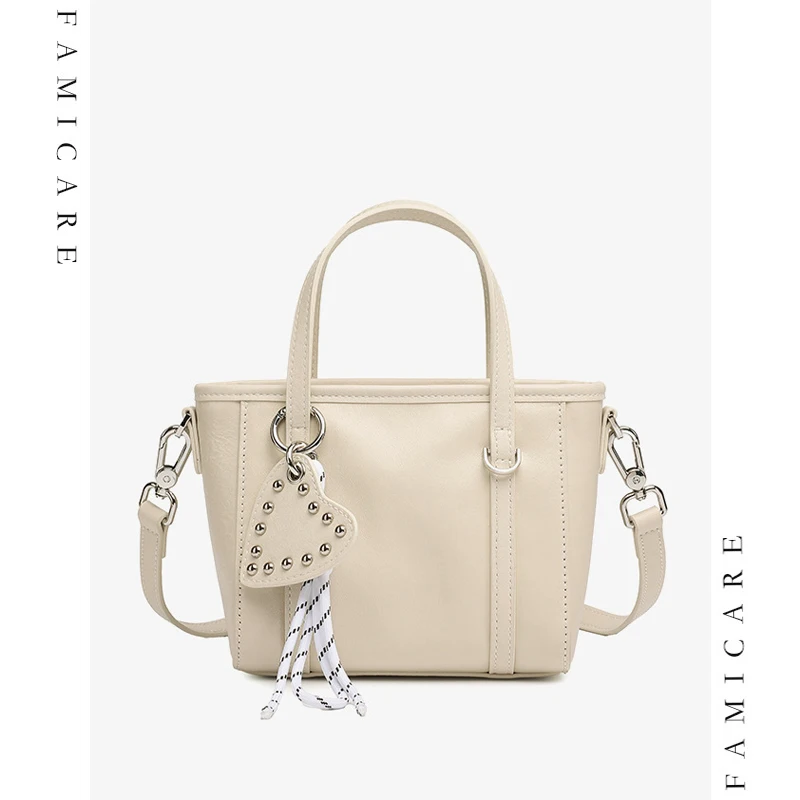 

Versatile Lady Vegetable Tanned Genuine Leather Top Handle Handbag Fashion Women Crossbody Bags Multi-way Carrying Bucket Bag