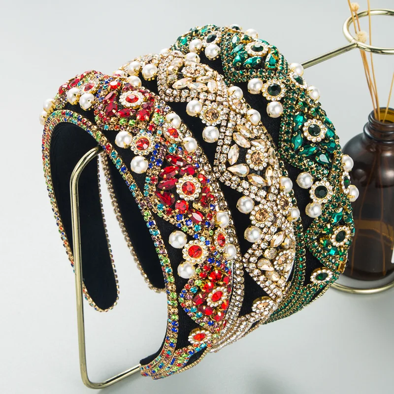 

Rhinestone Cushion Headband Baroque Crystal Hair Bands Fashion Gemstone Hair Bands For Women Girls Hair Accessories