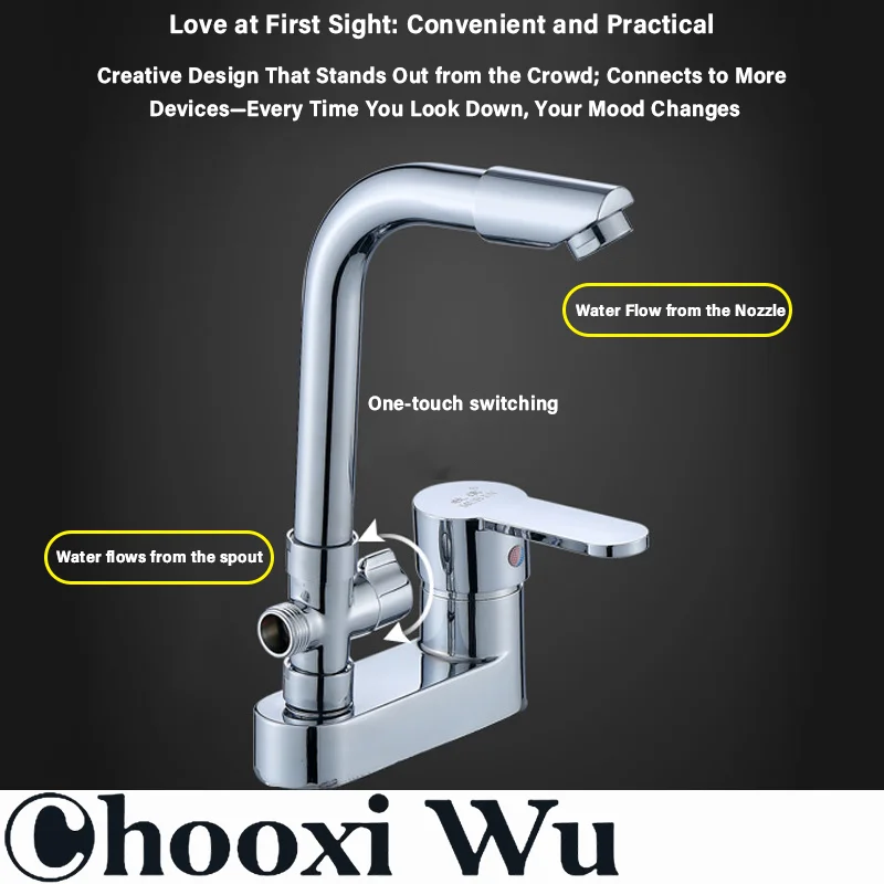 Two-hole faucet for hot and cold water, external showerhead for sink, shower, and face basin, ceramic basin, countertop basin, s