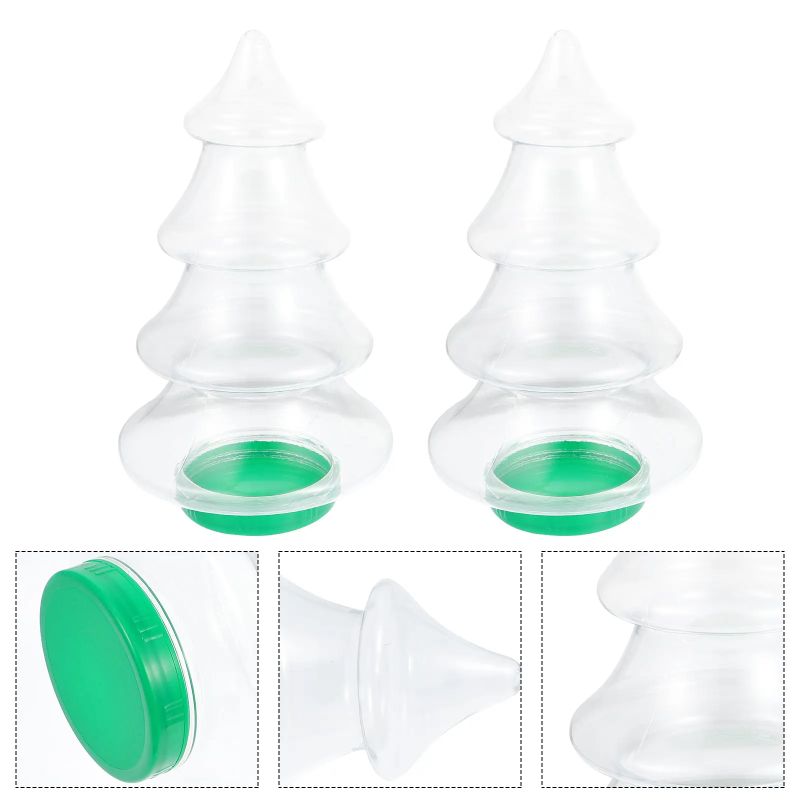 

2pcs Christmas Tree Shaped Candy Bottles Portable Sugar Storage Bottles For Gift Packaging Biscuits Jar Festival Wrapping