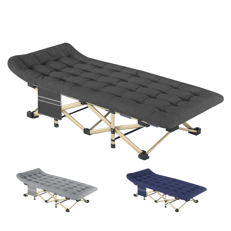 

Modern Design Outdoor Camping Cot Bed Portable Frame and Oxford Mattress Foldable Soft Camp Bed Durable for Parks