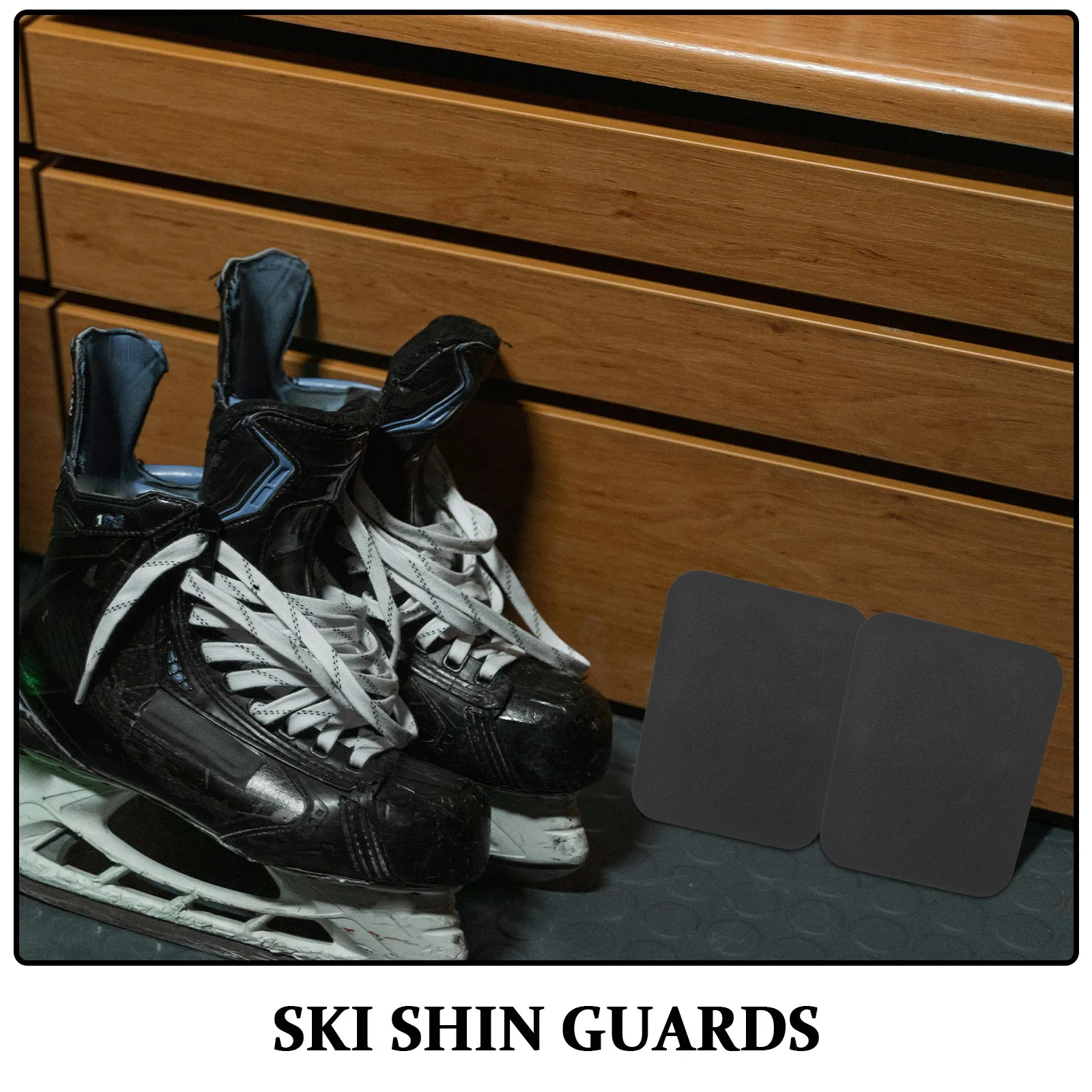 4Pcs Ski Shin Guards Snowboard Pads Cuttable Anticollision Ski Boot Inserts Black 5.89x4.72x0.20 Padded Protector for Skiing view 5