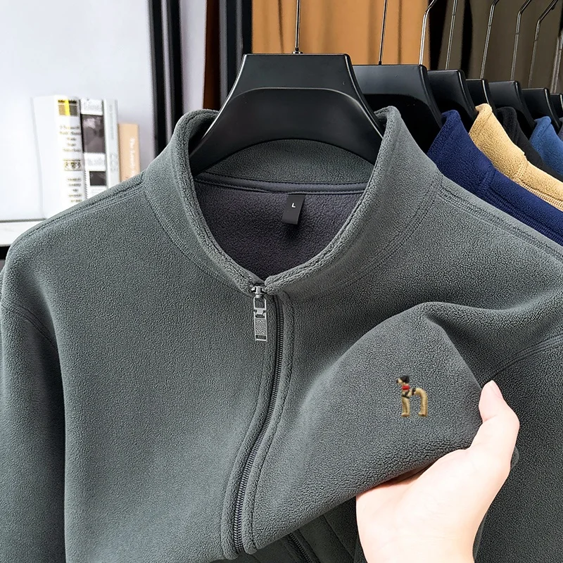 Designer Brand Comfortable Velvet Warm Zipper Half High Collar Men's Sweater Winter Bestseller Exquisite Dog Embroidered Jacket