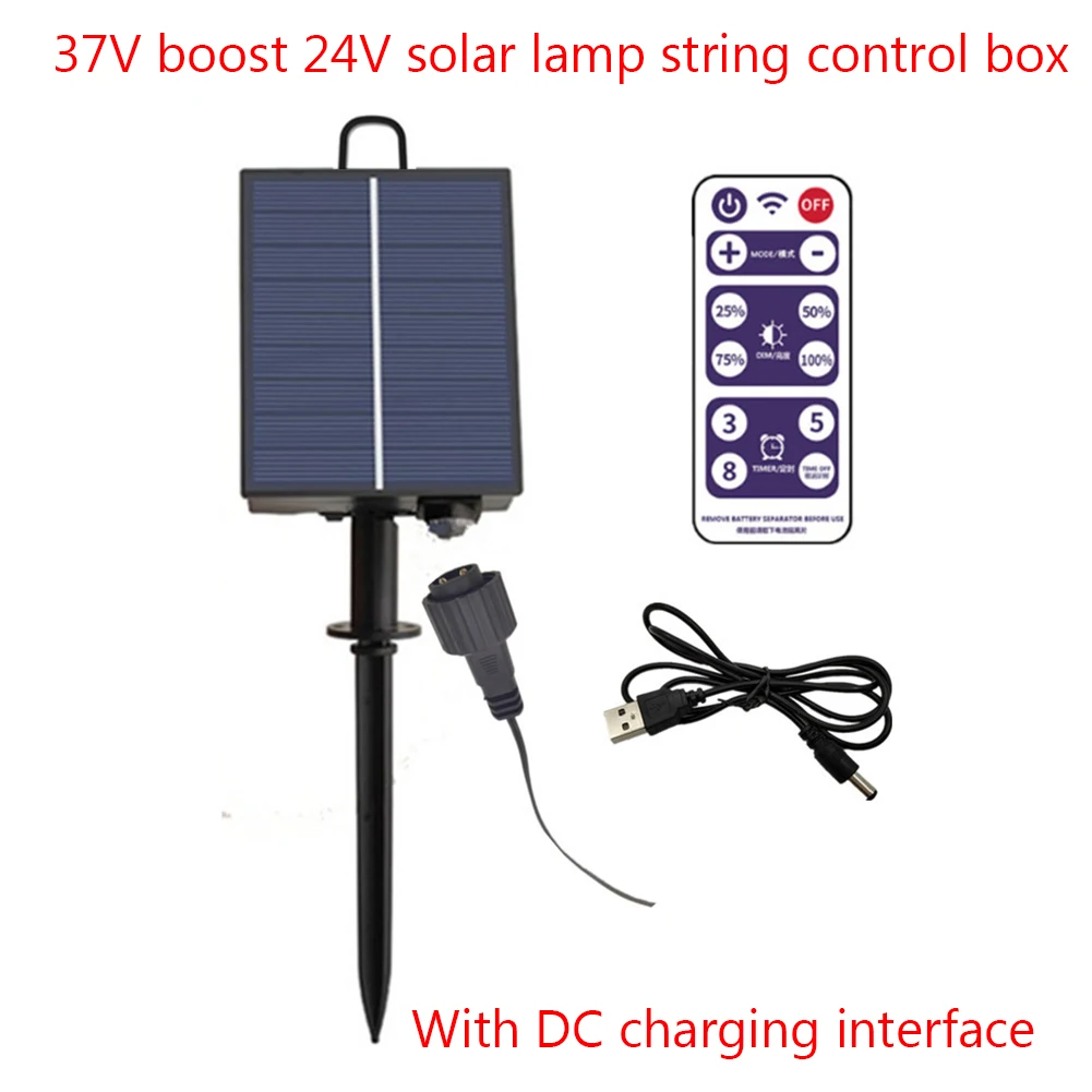 1-3Pcs Solar Panel Control Box Kits 1200mAh Battery Panel for 3.7V 24V LED String Strip Lamp DC Charging With Remote Control