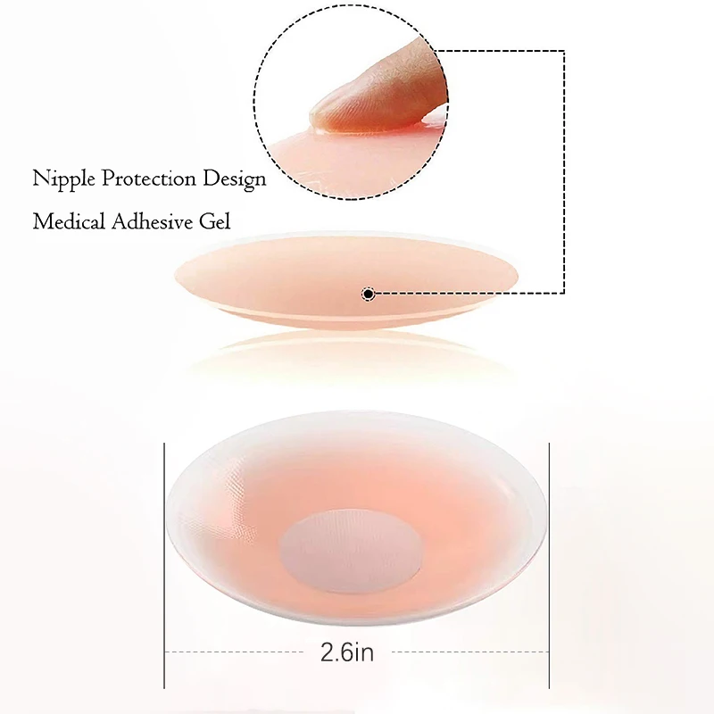 1 คู่หัวนมสําหรับผู้หญิงซิลิโคนReusable Pastiesกาวที่มองไม่เห็นNipplelessครอบคลุมSticky Breast Petal