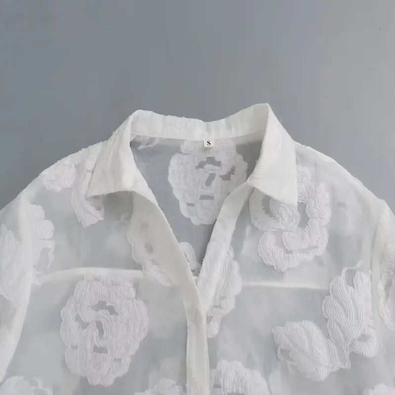 

Spring 2024 Women's Casual Collared irt Versatile Loose Fit Long Sve Textured Design Slimming Effect Comfortable irt