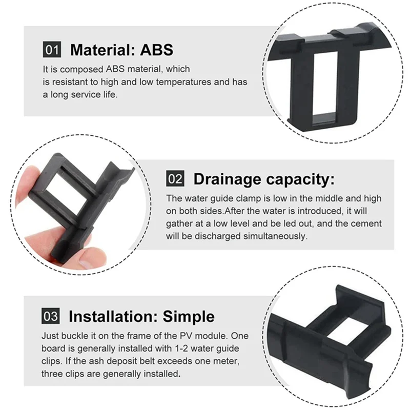 Klip Drainase Air Panel Surya 16 Buah 35Mm Terbaik, Klip Modul PV untuk Klip Pembuangan Air Panel Fotovoltaik Pembuangan Air