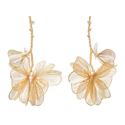 Romantic Sweet Alloy Hollow Petal  3D Flower Pendant Earrings for Women