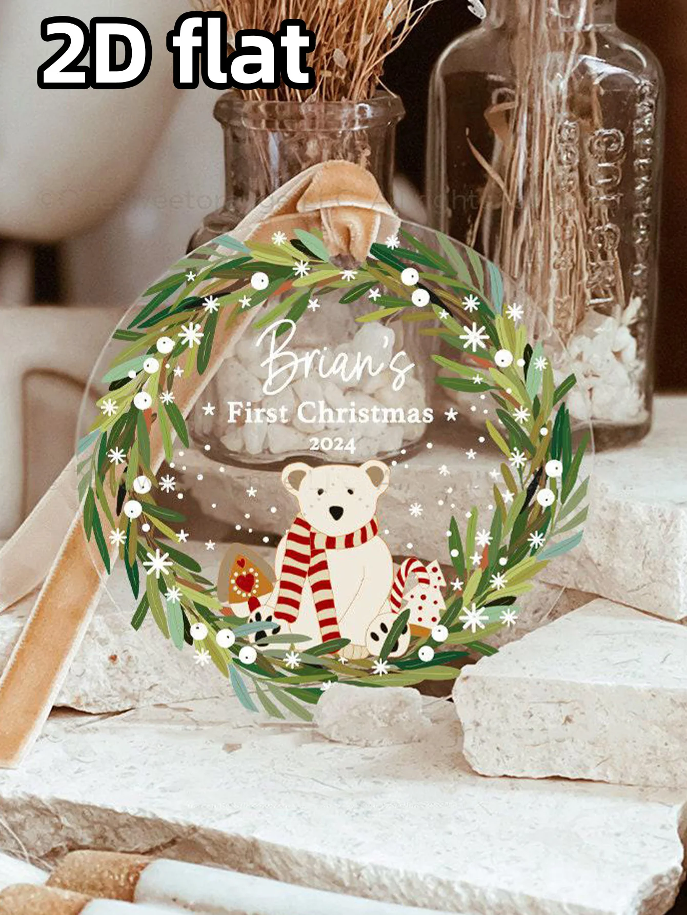 زينة عيد الميلاد الأولى للأولاد حديثي الولادة - تذكار أكريليك مخصص للعطلات - هدية مثالية للأطفال