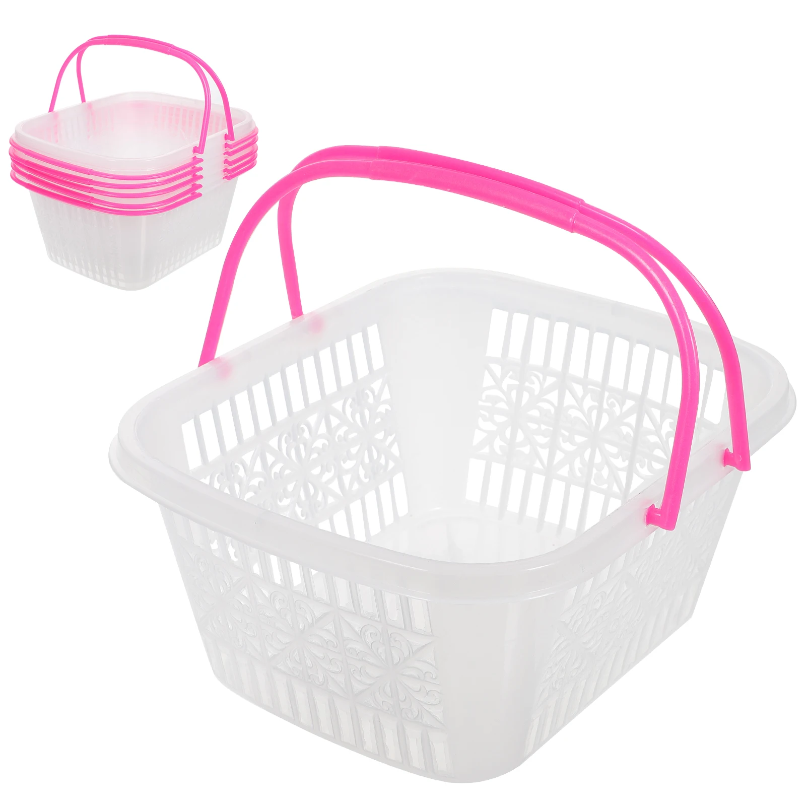 

6pcs Easter Plastic Baskets Bright Color Square Fruit Pickup Storage Containers Home Office Bathroom Kitchen Toy Non Slip Easy